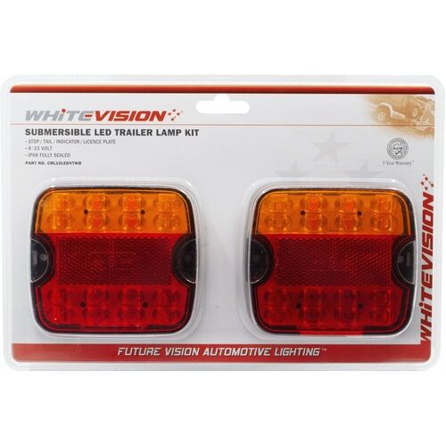 Led Trailer Lamp Twin Pack Submersible 9-33V Stop/Tail/Indicator/Reflector/Licence Multimount - Small